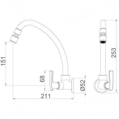 Torneira Para Cozinha De Parede Com Bica Móvel One Cromado 1/2