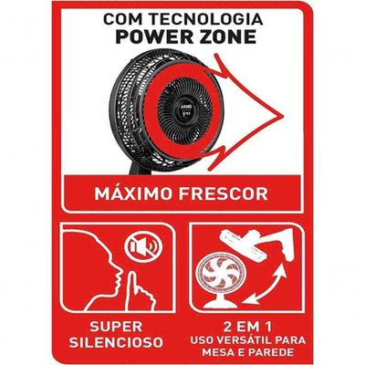Kit 2 Ventilador Arno Turbo Force Silencio 2 Em 1 Preto 220V