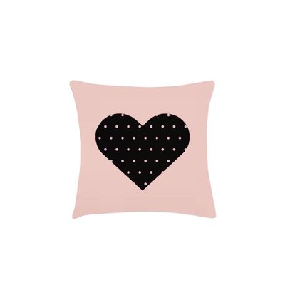 Capa Almofada Preta Coracao Rosa 40cm Rose Poa 2un