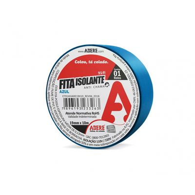 Fita Isolante Adere Colorida 19Mmx10M Azul c/6pcs
