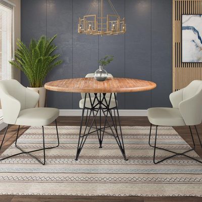 Mesa Sala de Jantar Cozinha Monary Redonda 110cm Grafite Madeira Maciça Driftwood - Gran Belo