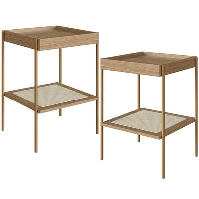 Kit 02 Mesas Lateral Para Sala de Estar Industrial Indy A03 Hanover Dourado - Lyam Decor