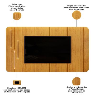 Rack Para Sala com Painel Para TV 75 Pol Dion D05 Bali Cedro - Lyam Decor