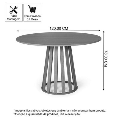 Mesa De Jantar Redonda 6 Lugares 120cm Gabi Noronha - Straub Web
