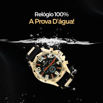 Relogio Masculino Banhado Ouro Aço + Crucifixo + Pulseira Prova Dagua Pallyjane Mostrador Preto