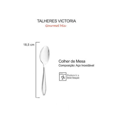 Colher de Mesa Colheres Talheres Aço Inox Victoria 12un