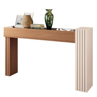 Aparador Astro E Mesa De Centro Luna Nature Off White Com Espelho - Hb Móveis