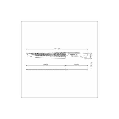 Faca Butcher Tramontina Nômade Com Lâmina Em Aço Inox E Cabo De Madeira Com Bainha De Couro 10 Polegada