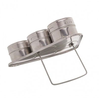 Conjunto Porta Tempero 6 Peças Inox Suporte Magnético - Lyor