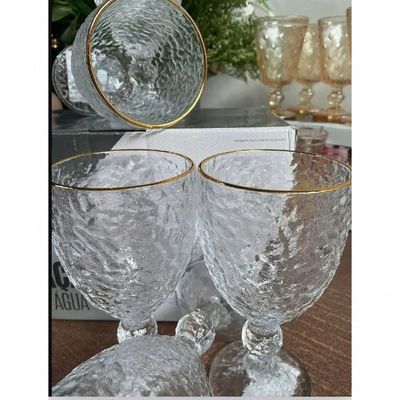 Taça De água Cristal Com Fio De Ouro 320 Ml - Lyor
