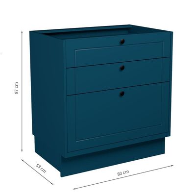 Balcão de Cozinha sem Tampo Évora 3 GV Azul Orion