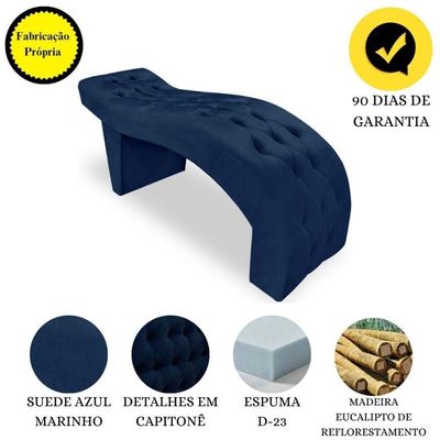 Maca Estofada Capitonê Clínica Salão Estética Suede Eduarda azul Marinho
