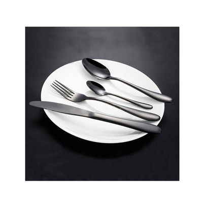 Garfo de Mesa Preto Jogo Talheres Aço Inox Titanium 6un