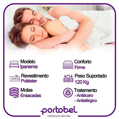 Cama Box Baú Casal Bipartido Suede + Colchão De Molas Ensacadas Portobel Ipanema 138x188x66cm Bege