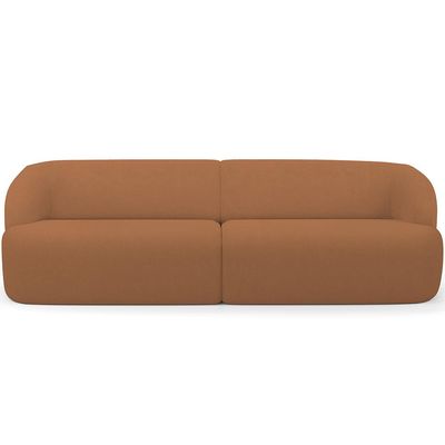 Sofá 3 Lugares Curvo Orgânico com 02 Poltronas Para Sala Living 220cm Barolo L06 Bouclê Terracota  - Lyam Decor
