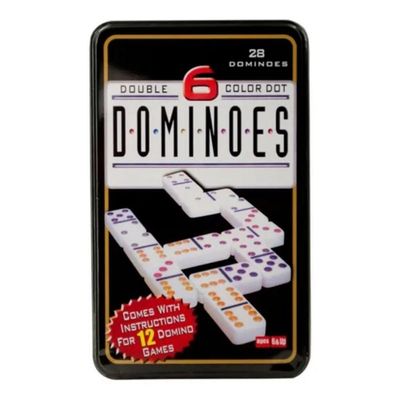 Jogo De Dominó Especial Colorido Lata 28 Peças