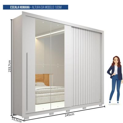 Guarda Roupa Casal 2 Portas 4 Gavetas Branco Romanus Caemmun