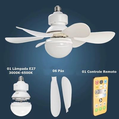 Ventilador De Teto Silencioso 3 Velocidades Luminária Led Controle Remoto Bivolt
