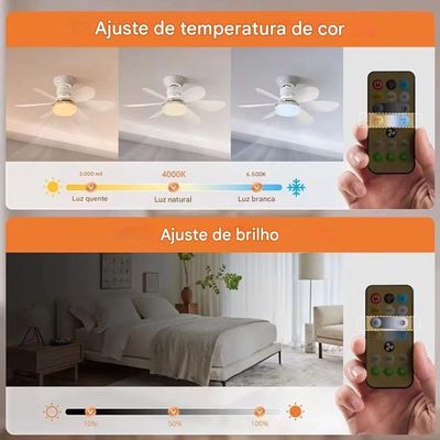 Ventilador De Teto Silencioso 3 Velocidades Luminária Led Controle Remoto Bivolt