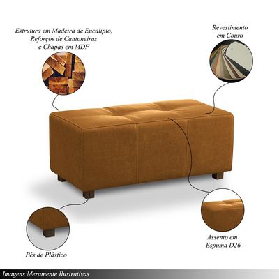 Puff Decorativo Merlin Sala de Estar Couro Caramelo Manchado G88 - Gran Belo