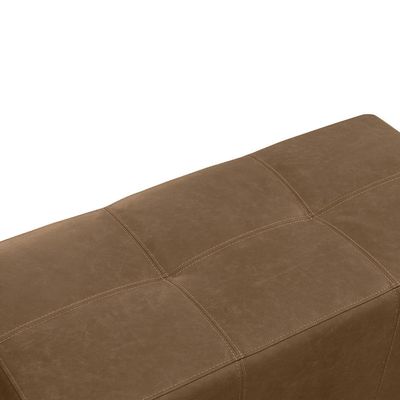 Puff Decorativo Merlin Sala de Estar Couro Marrom Claro Manchado G88 - Gran Belo