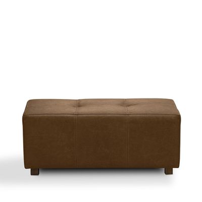 Puff Decorativo Merlin Sala de Estar Couro Marrom Claro Manchado G88 - Gran Belo