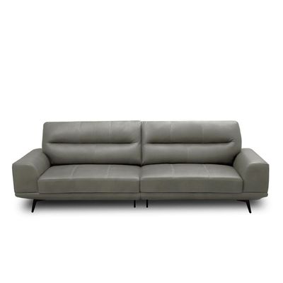 Sofá Decorativo Ashton 3 Lugares Sala De Estar 256cm Pés Em Aço Couro Grafite G88 - Gran Belo