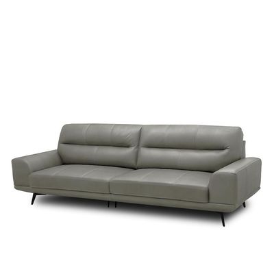 Sofá Decorativo Ashton 3 Lugares Sala De Estar 256cm Pés Em Aço Couro Grafite G88 - Gran Belo