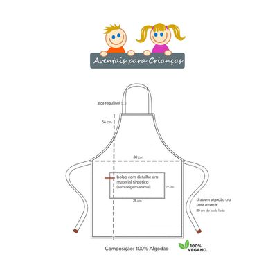Avental Infantil Vermelho Mini Pegador Cozinha Crianças Kids