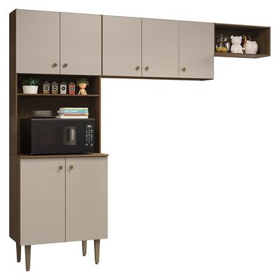 Armário De Cozinha Compacta 235cm Rustic/crema Gourmet Madesa Xb03 Rustic/crema
