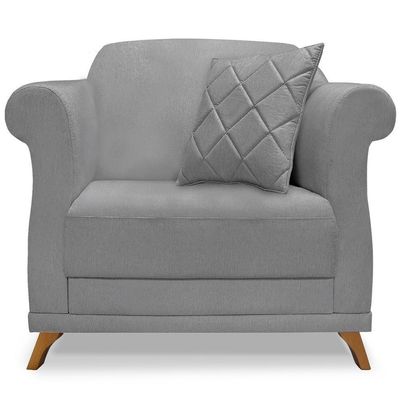 Kit 2 Poltronas Decorativas Retro Polo Linho Cinza Ezz Cinza