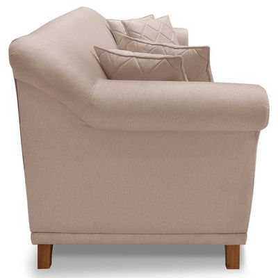 Sofa 3 Lugares Retro Polo 200cm Com Almofada Linho Areia Ezz Areia