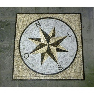 Rosa Dos Ventos Em Mosaico Com Letras Miolo Orientável Tamanho 150cm