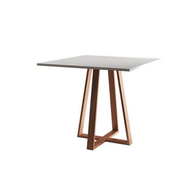 Mesa De Jantar Mônaco 110cm Tampo Branco Pés Cobre Branco