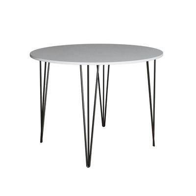 Mesa Com 4 Cadeiras Katrina Preta Elen Hairpin 110cm Jantar Branca Com Ferro Preto