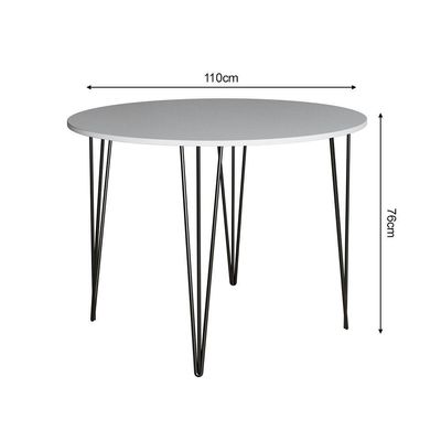 Mesa Com 4 Cadeiras Katrina Preta Elen Hairpin 110cm Jantar Branca Com Ferro Preto