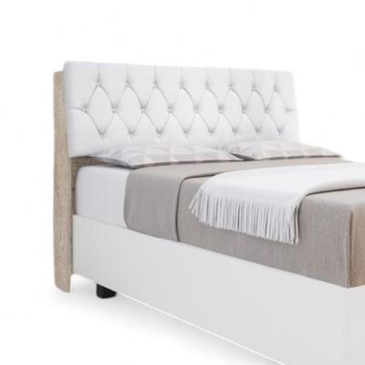 Cabeceira Estofada Yasminne Queen Amarula Com Capitonê Branco