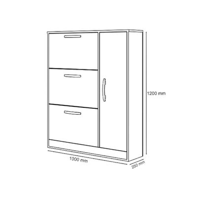 Sapateira Com 03 Gavetas E 01 Porta Randi Naturalle