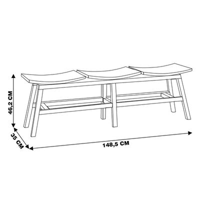 Banco Decorativo para Varanda Cozinha 3 Lugares Eden 149cm Madeira Maciça Rustic Brown - Gran Belo