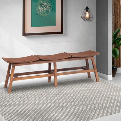 Banco Decorativo para Varanda Cozinha 3 Lugares Eden 149cm Madeira Maciça Rustic Brown - Gran Belo