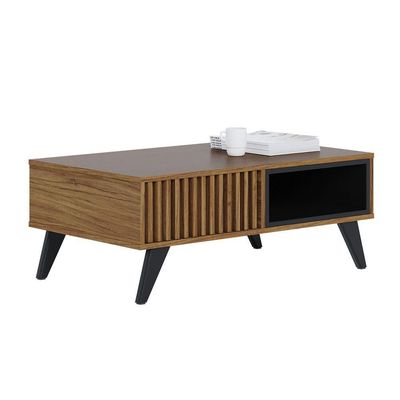 Mesa de Centro com Detalhe Ripado Jeri Noce Milano Preto Fosco Colibri