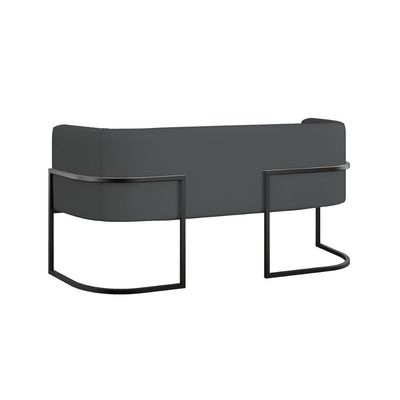 Kit Sofá 2 Lugares + 2 Poltronas Corino Preto Cinza