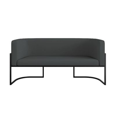 Kit Sofá 2 Lugares + 2 Poltronas Corino Preto Cinza