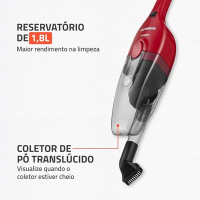 Aspirador de Pó Turbo Cycle  Mondial  Vermelho e Preto  1500W- AP-40-R 127V
