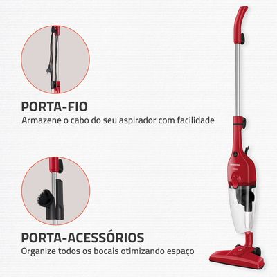 Aspirador de Pó Turbo Cycle  Mondial  Vermelho e Preto  1500W- AP-40-R 127V