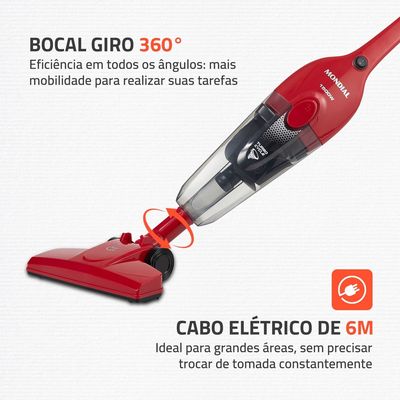 Aspirador de Pó Turbo Cycle  Mondial  Vermelho e Preto  1500W- AP-40-R 127V
