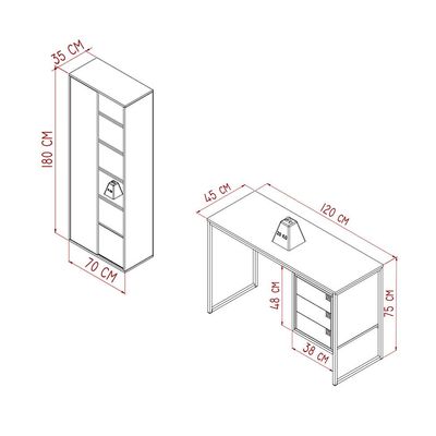 Conjunto para Escritório Office com Escrivaninha 3 GV e Estante Livreiro 1 PT Grafite e Mel