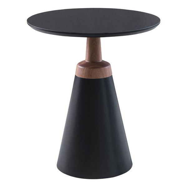 Mesa Lateral Decorativa Para Sala de Estar Mandrágora 50x50 Redonda Preta- Gran Belo