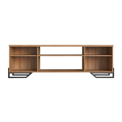 Conjunto para Sala de Estar Paricel com Rack 2 PT e Estante 77cm Preto e Mel