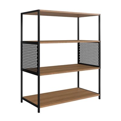 Conjunto para Sala de Estar Paricel com Rack 2 PT, Aparador e Estante 77cm Preto e Mel